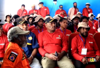 Badan Penanggulangan Bencana dan Pemadam Kebakaran menggelar Sosialisasi Komunikasi, Informasi, dan Edukasi rawan bencana tanah dan longsor bagi masyarakat. (foto-Ino)