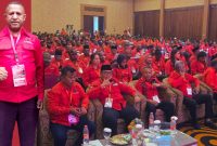Ketua DPD PDIP Papua Pegunungan, Spei Yan Bidana, ST. M.Si saat mengikuti kegiatan Konferda di Merauke 1 Desember 2025. (foto-ist)