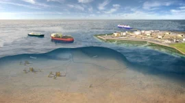 Proyek Lapangan Gas Abadi di Blok Masela di Laut Arafura, lepas pantai Kepulauan Tanimbar dan Maluku Barat Daya, Maluku.  Foto: SKK Migas